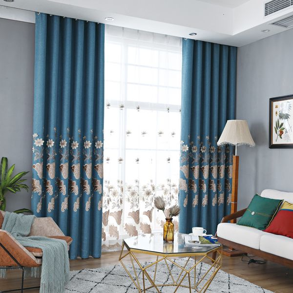 Cortinas transparentes de poliéster bordado europeu para sala de estar, quarto, janelas, luxo, blackout villa 230909