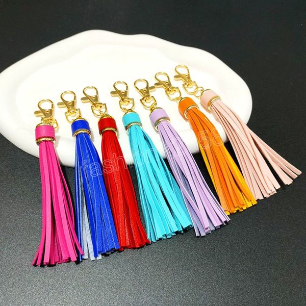 Novo couro do plutônio borla chaveiro sacos acessórios feminino bonito estilo coreano borlas carro chaveiro ornamentos charme jóias berloque