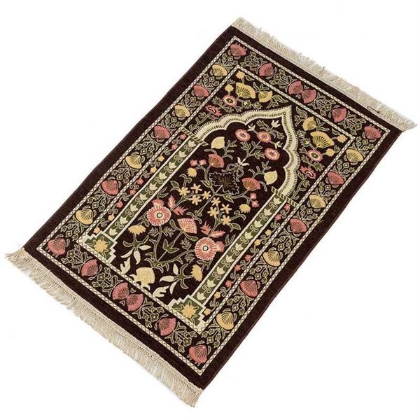 Мусульманский молитвенный коврик Толстый исламский коврик для молитвы из синели с цветочным плетением и кисточками Одеяло ковры 70x110cm27 56x43 31in 210928248M