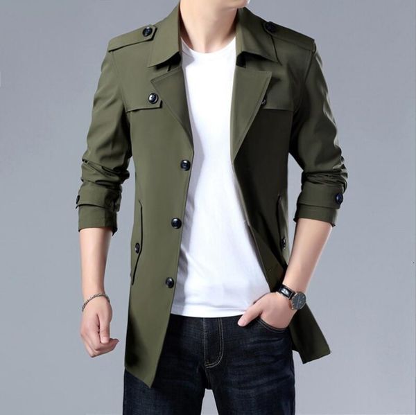 Trench da uomo Primavera Uomo Moda Inghilterra Stile Lungo Uomo Casual Capispalla Giacche Giacca a vento Marchio di abbigliamento 230909