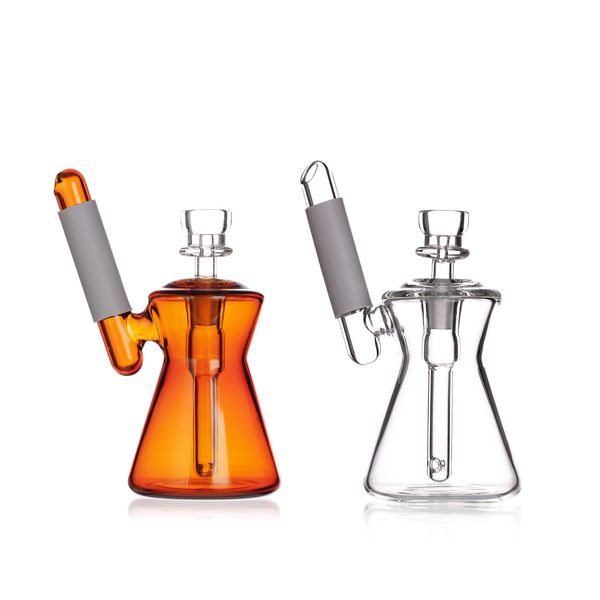 1 pz Premium Dab Rig in vetro borosilicato Colori disponibili a scelta Tubo dell'acqua per narghilè Giunto da 10 mm con nuovo design Ciotola per fiori Copertura protettiva in silicone per punte