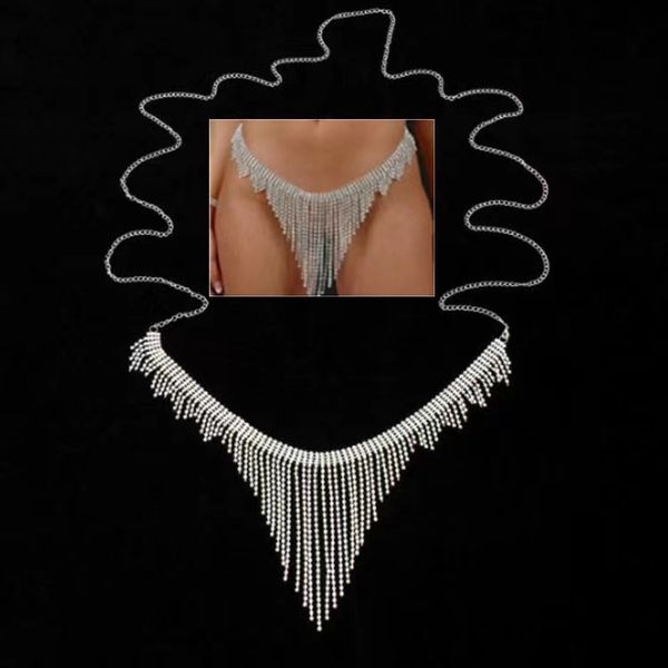 Kemerler Bling Gümüş Altın Bel Zinciri Bellek Kadın Yaz Gömlek Geniş Metal Rhinestone Pubsel Saçak Kayış Stress Seksi Bikini