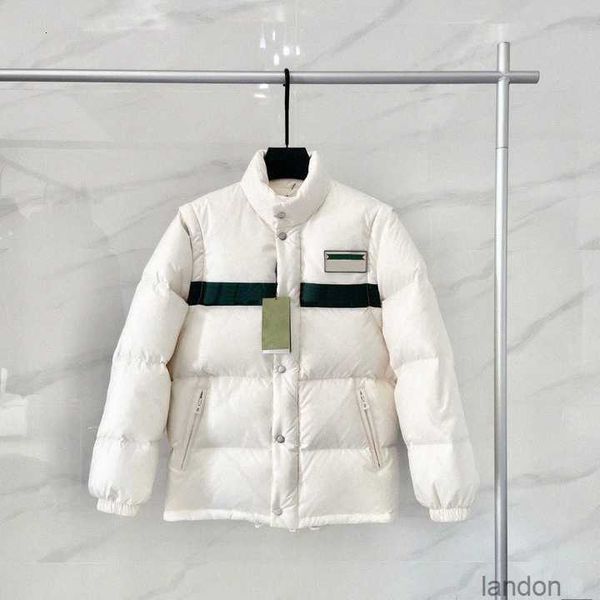 Pato branco para baixo parkas feminino grosso designer gc jaquetas carta fundo verde fita vermelha listra emenda para baixo jaqueta removível inverno