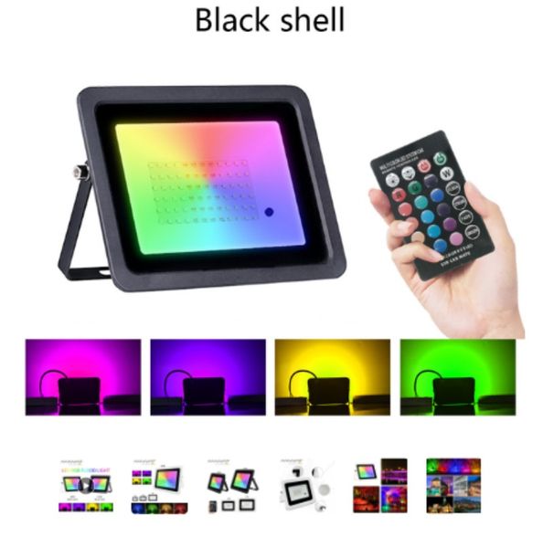 RGB Levou Luz de Inundação 100W 50W 30W 20W IP68 À Prova D 'Água Ao Ar Livre Led RGB Spotlight Refletor Lâmpadas Iluminação de Paisagem