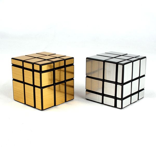 Adesivos escovados de 5,7 cm com espelho de mola irregular em forma de Cubo de Rubix 3x3 Cubo cilíndrico Gamecube Original ABS inteligência de terceira ordem Magic Cube Fidget Toys