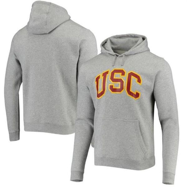 USC Trojans Heathered Grey Vintage Logo Club Fleece Pulôver com capuz UConn Huskies Moletom HHH275k