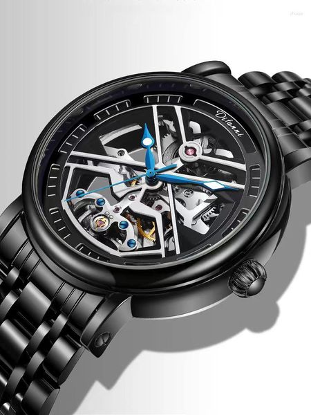 Relógios de pulso Mens Relógios Automáticos Esqueleto Tourbillon Mecânico Auto Winding Vestido de Luxo Relógio de Pulso À Prova D 'Água Luminosa Relogios