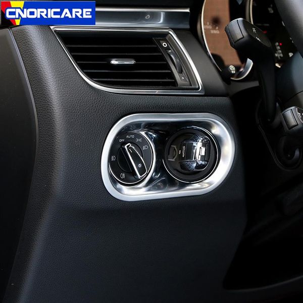 Interruptor do farol do carro botão quadro decoração capa guarnição para porsche macan 2014-17 abs interior modificado styling287r