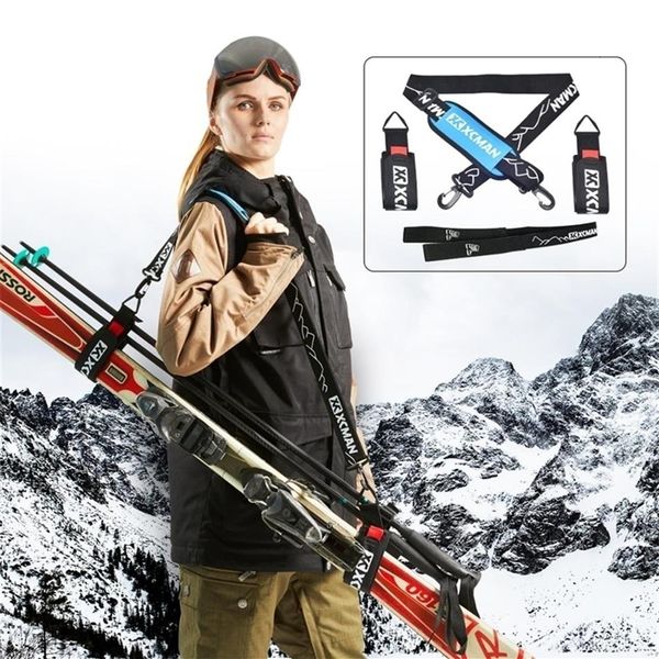Piccozze XCMAN sci alpino e bastoncini e cinghie per scarponi Bonus tracolla con supporto imbottito protegge sci e bastoncini 221115305f