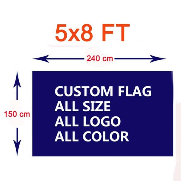 Benutzerdefinierte Flagge 5x8 FT Polyester Logo gedruckt personalisierte DIY Muster Farbe Indoor Outdoor Verwendung Festival Club Sport Fußball Fußball Cu298x