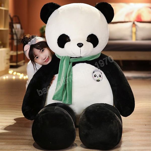 80 100cm adorável panda com cachecol brinquedo de pelúcia gigante animal tesouro panda bonecas recheadas travesseiro de sono macio para crianças presente261m