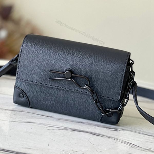 Messenger Steamer Mini Bags M81746 Trunk Tragbare Geldbörse Umhängetasche Pin Herren Leder Schulterhandtasche Vordertasche Klappe Magnetverschluss 81783 Mit Box 18 cm L309