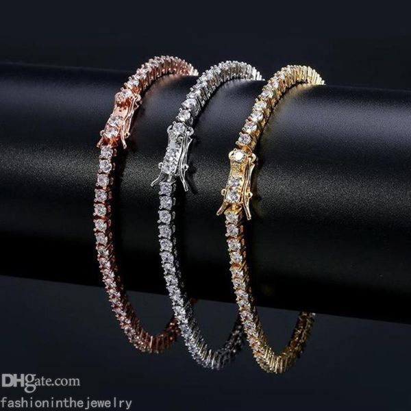 Pulseira de designer pulseiras de tênis de diamante para mulheres jóias de luxo presente 3 4 5 6 mm 7 8 polegadas moda zircon link chain bangles men247y