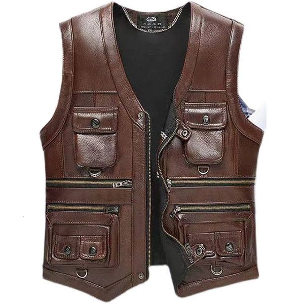 Gilet da uomo Gilet Giacca in ecopelle Senza maniche Casual Pu Streetwear Hip Hop Fresco Gilet da moto stile retrò E27 230909