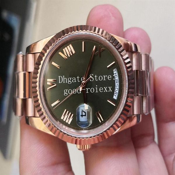 7 Farben Herrenuhren Herrenuhr Bpf Grün Braun Champagner Weiß Automatikwerk 2813 BP Everose Time Day Date Roségold Kristall207O