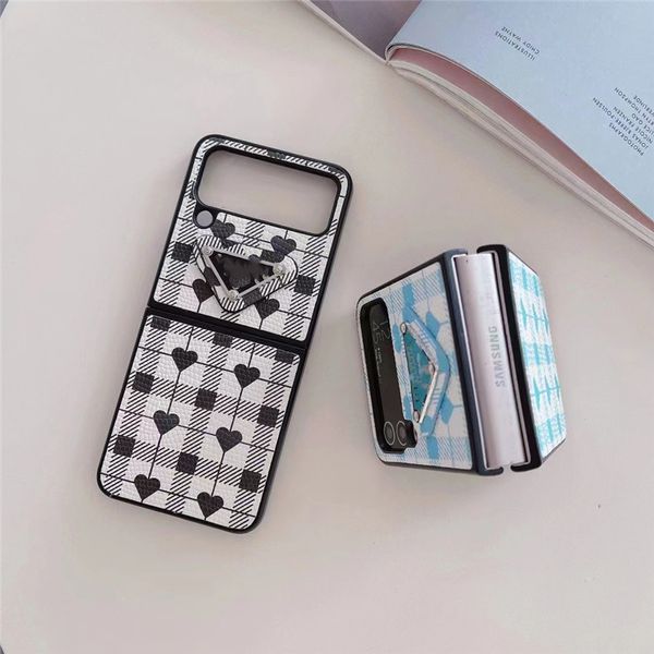 Designer de couro de luxo FD Capas de telefone móvel para Samsung Z Flip 5 Z Flip 4 Z Flip 3 5G Dobrável Padrão Anti-Choque Proteção Shell Case 325412HKJJ