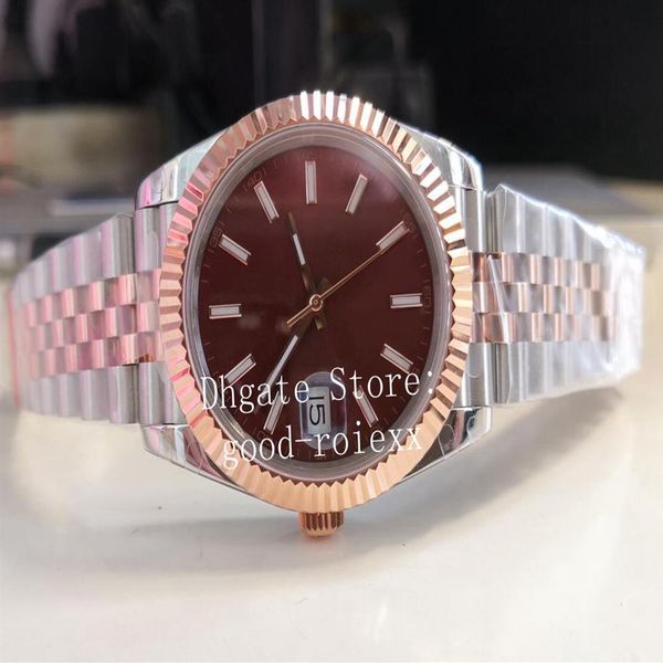 12 Orologi stile 41mm Orologio da uomo in oro rosa Everose Bracciale Giubileo da uomo BP 2813 Movimento Marrone cioccolato Wimbledon Cristallo L241C