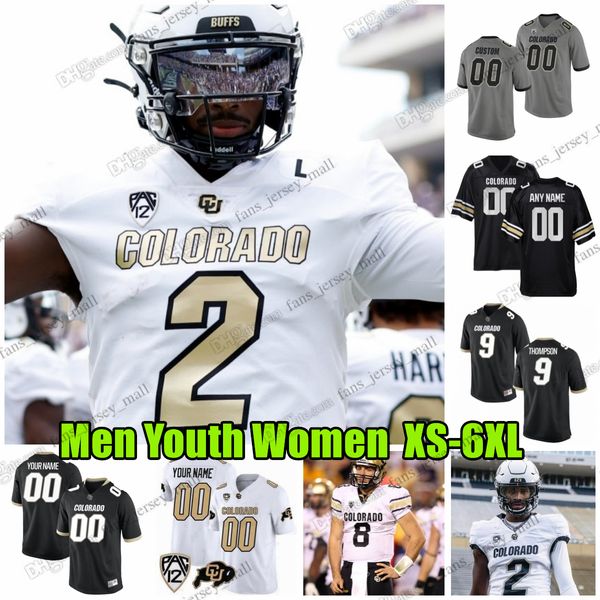 NCAA S-6XL Colorado Buffaloes Camisa de Futebol 12 Travis Hunter 2 Shedeur Sanders 21 Shilo Sanders 3 Dylan Edwards 10 Xavier Weaver 36 Sy'veon Wilkerson 14 Colton Allen