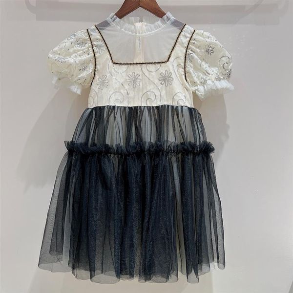 Летние детские кружевные платья для девочек, модное платье с цветочным принтом для маленьких девочек, детская одежда-пачка на день рождения, 211t