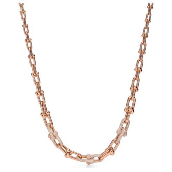 Luxo hardwear jóias designer colar rosa ouro platina corrente tamanho gradiente ferradura colares para meninas adolescentes festa de prata d240o