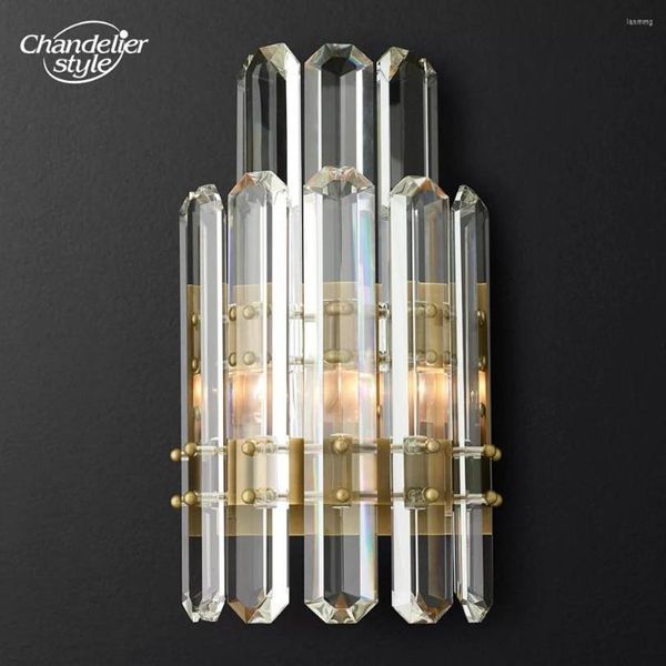 Lampada da parete Bonnington Due livelli Sconce Moderna Vintage LED Cristallo trasparente Ottone Cromo Nero Lampade Soggiorno Camera da letto Bagno Light230c