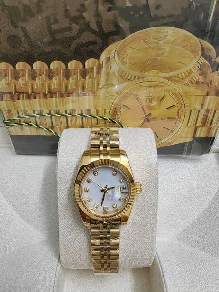 Con scatola originale dorata Venditore caldo Orologio da donna Lady Taglia 26mm Data Ragazza Orologio da polso in vetro zaffiro 2813 Movimento Movimento meccanico automatico orologi 88