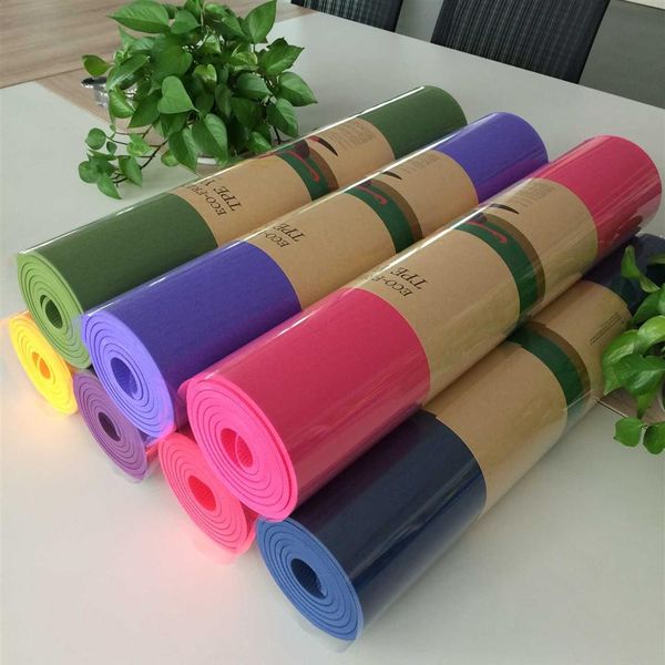 6mm TPE Yoga Mat Egzersiz Fitness Jimnastik Slip Olmayan Yeni Başlayan Spor Halı Pedleri Kadınlar T2307192506