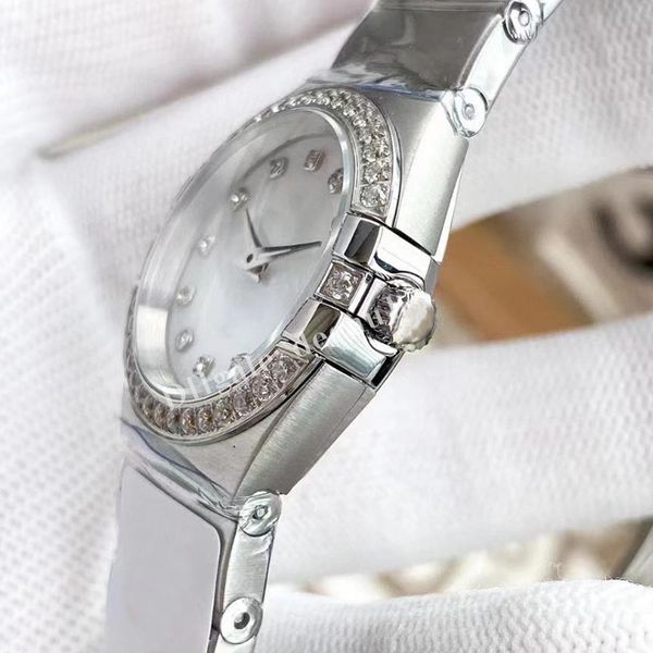 Relógio de bateria de quartzo feminino 28mm todos os homens de aço inoxidável_ Watches1 relógio de natação safira relógio luminoso montre de luxe