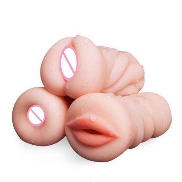 Massaggiatore per giocattoli sessuali Tre disegni Pelle morbida Sensazione di gomma Vagina Prodotti orali Masturbazione maschile Pompino per uomini