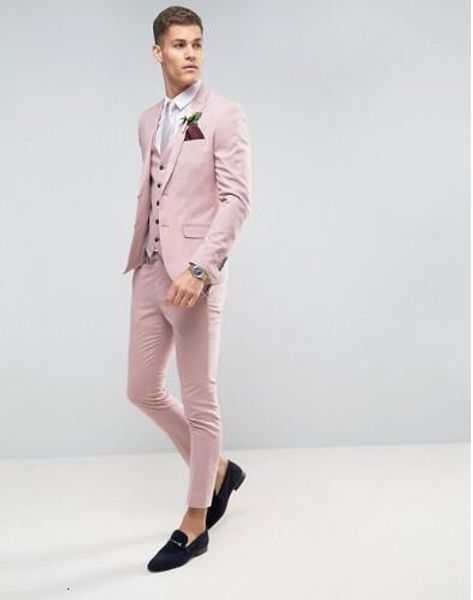 Erkekler Suits Blazers Terzi Yapımı Pembe Erkekler Düğün İnce Fit Damat Partisi Blazer Erkek Smokin Jacketpantsvest Kostüm Evliliği Homme Terno 230909