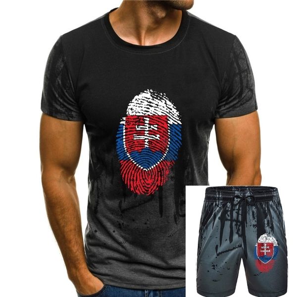 Мужские спортивные костюмы Черная футболка с флагом Словакии и отпечатками пальцев в полоску 230909