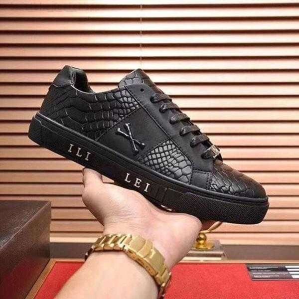 Designer PP Schuh Mens Homens Couro Lace Up Plataforma Oversized Sole Sneakers Preto Branco Sapatos Casuais Impresso Board Shoe