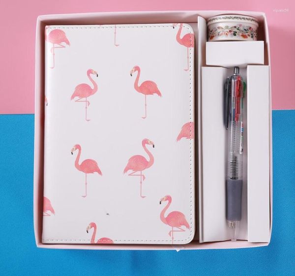 Confezione regalo per notebook con fenicottero rosa cartone animato per taccuino per festa di nozze con penna Studente amico Materiale scolastico di Natale