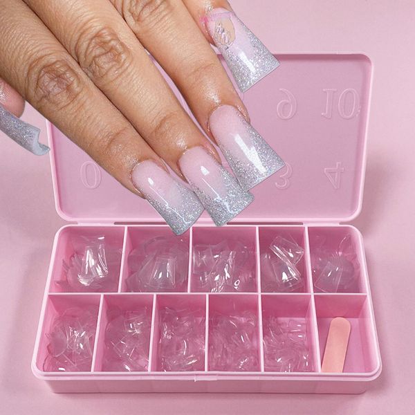 Unhas Falsas 500 pcs Pontas de Unhas de Pato Limpar Meia Cobertura Artificial Imprensa Para Curto Acrílico Falso Arte Manicure Ferramentas 230909