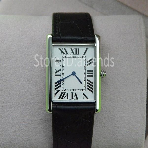 Orologio al quarzo moda top serie super sottile uomo donna quadrante argento cinturino in pelle nera orologio da polso design classico rettangolo vestito Clo2157