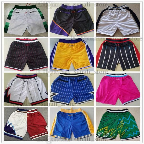 NCAA Homens Shorts de Basquete JUST DON Bolso Retro Equipe Costurado JustDon Hip Pop Calça Com Bolsos Zíper Sweatpants Respirável Fash248i