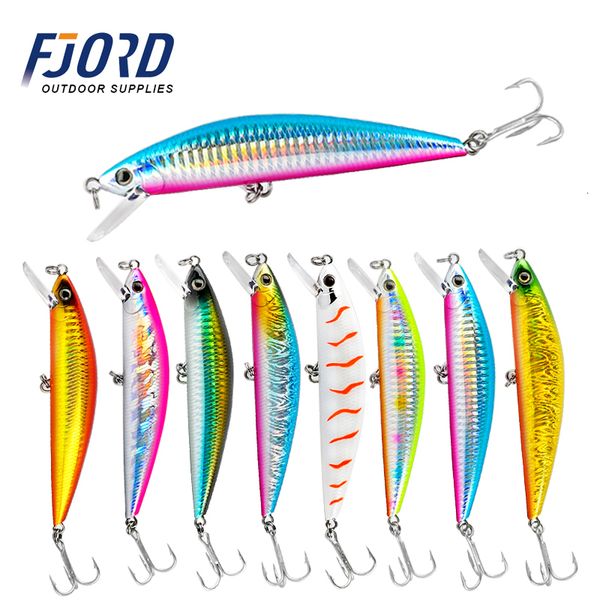 Esche esche FJORD Ramdom 5 pezzi 125 mm 40 g Minnow Laser duro professionale SwimBait esca artificiale dotata di gancio affilato affondamento esca da pesca 230909