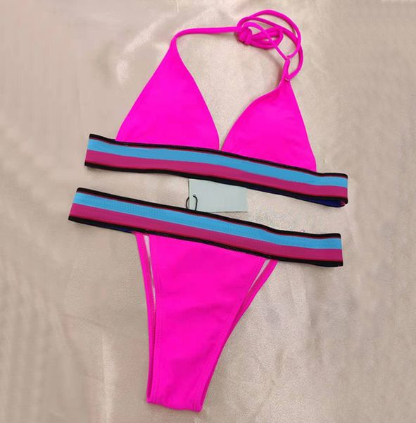 Mode Badeanzug Designer Bikini Set Fuchsia Rosa Zwei Stücke Bikinis Bandage Sexy Push Up Bademode Frauen Badeanzüge XL Brasilianische Biquini Maillot de bain Femme Neu