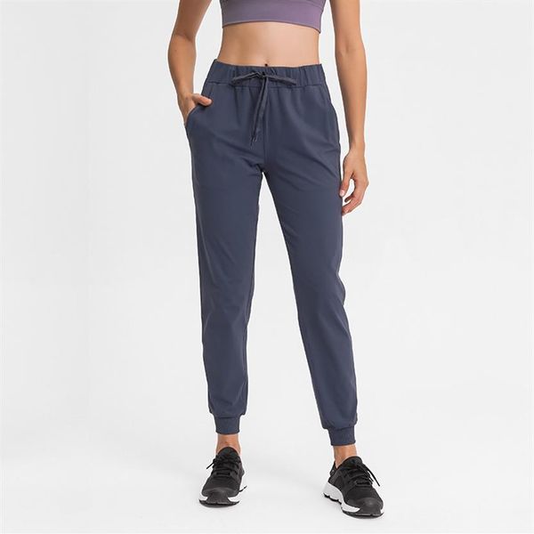 L-96 Pantaloni da jogging classici con cordino Pantaloni da yoga facili da indossare con tasca traspirante per pantaloni sportivi da ballo fitness Pantaloni da corsa Bre257k