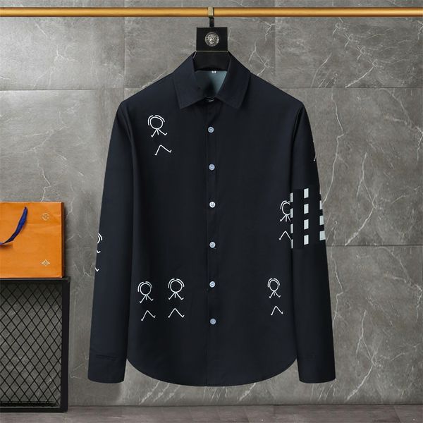 Designer masculino camisa de mangas compridas verão e outono novo negócio casual sem costura camisa de carga profissional masculina letras impressas multi-cor