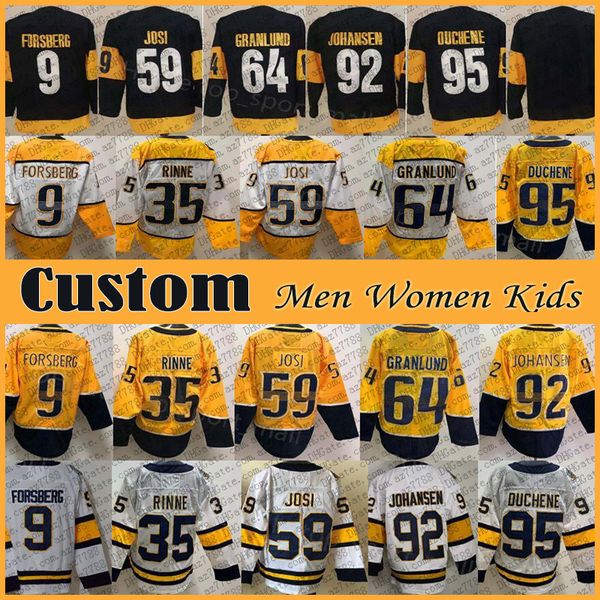 59 Roman Josi Matt Duchene Hóquei Jersey Personalizado Homens Mulheres Crianças Ryan Johansen Filip Forsberg Juuse Saros Colton Sissons Cody Glass Tyson Barrie Jordan Gross Cal Foote