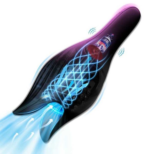 Giocattolo del sesso Massaggiatore Leccatura automatica Masturbatore maschile Masturbatori vibranti Coppa Figa Vagine per uomini Pompino Stroker Giocattolo per la stimolazione del pene