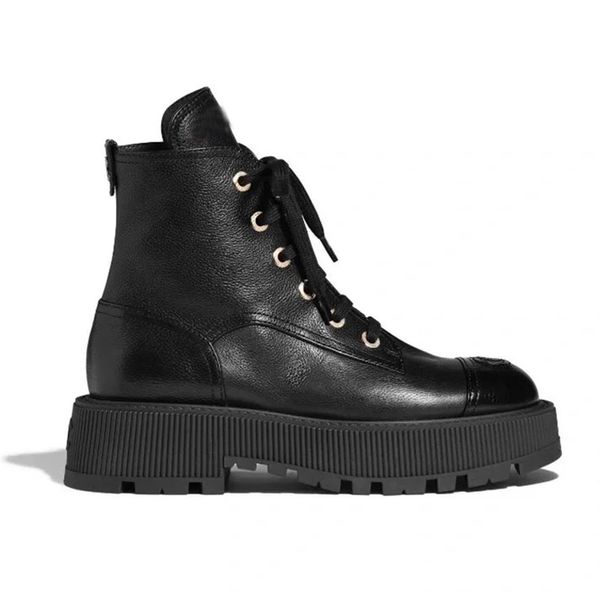 Novas botas de plataforma robustas de couro com cadarços sapatos de combate bota de salto baixo plataforma Martin botas tornozelo designers de luxo marcas sapato fábrica calçado tamanho35-41