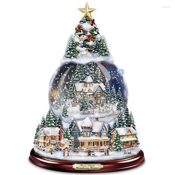 Decorações de Natal Árvore Rotativa Escultura Trem Colar Janela Adesivos Pegatinas Paredes Para Home310E