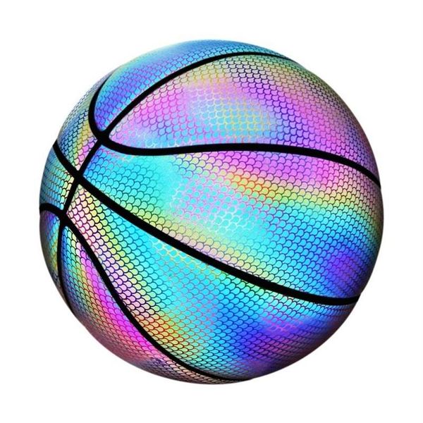 Bälle Maßgeschneiderte neueste Fabrik direkt s Reflektierende leuchtende Basketball-OEM-LOGO Leuchtende holografische Bälle279S