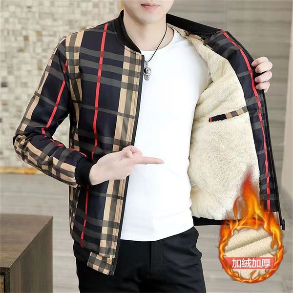 Herren Jacken Warme Wollmäntel Herbst Winter Outwear Reißverschluss Kleidung Jacke Außerhalb Kausal Sport Herrenbekleidung Plaid Pullover Plus Größe M-4XL