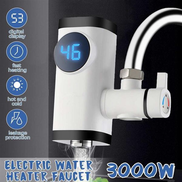 Rubinetto della cucina 3000W Rubinetto elettrico Scaldabagno Acqua istantanea Display LCD digitale Rubinetto elettrico per acqua a riscaldamento rapido senza serbatoio T2265z