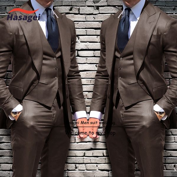 Ternos masculinos blazers terno de negócio 3 peças conjunto formal jaqueta calças colete fino ajuste noivo casamento smoking pico lapela blazer masculino 230909