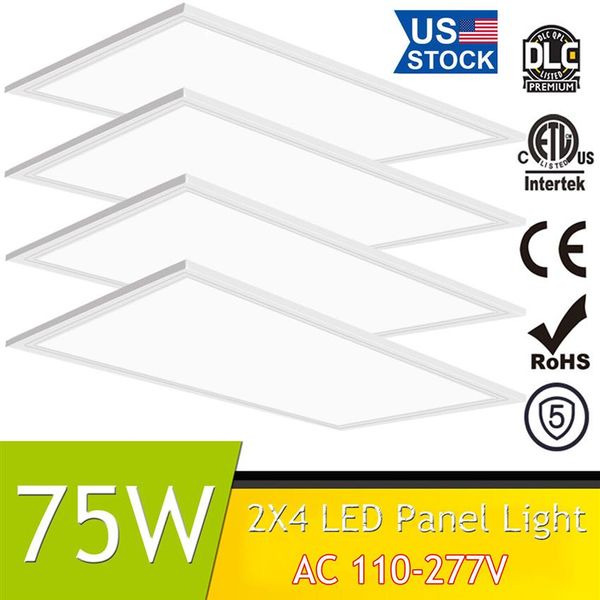 4er-Pack Panel-Leuchten, 2 x 4 Fuß, ETL-gelistet, 0–10 V, dimmbar, 5000 K, flache LED-Einbauleuchte, Troffer-Befestigung mit Randbeleuchtung, 260 A