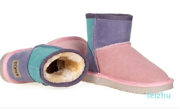 Botas de tornozelo femininas moda mini botas de neve em conjunto sapatos de algodão tamanho combinar mesclar com cartão saco de pó tag
